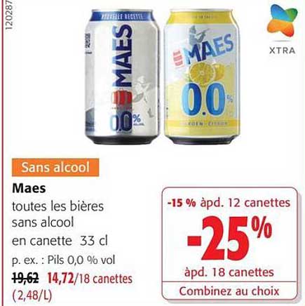 Sans alcool Maes toutes les bières sans alcool en canette 33 cl