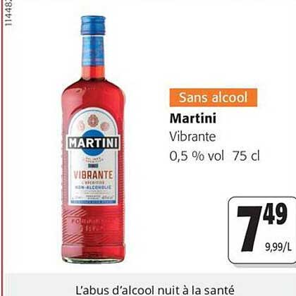 Sans alcool Martini Vibrante 0,5 % vol 75 cl
