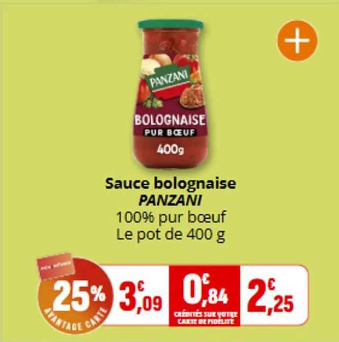 Sauce bolognaise PANZANI 100% pur bœuf Le pot de 400 g