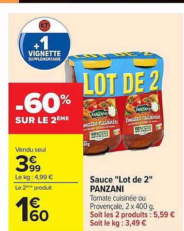 Sauce "Lot de 2" PANZANI