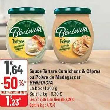 Sauce Tartare Cornichons & Câpres ou Poivre de Madagascar BENEDICTA