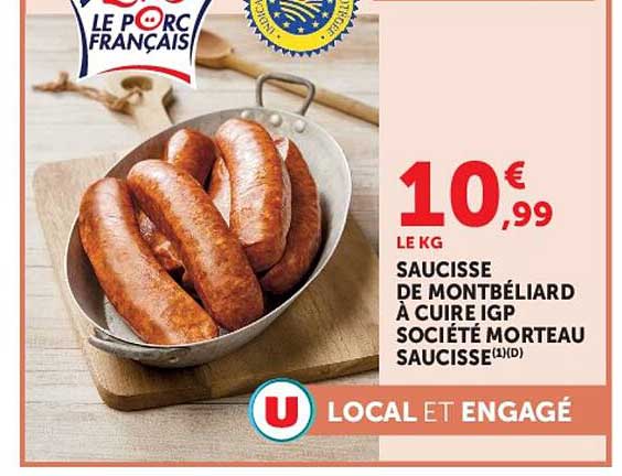 SAUCISSE DE MONTBÉLIARD À CUIRE IGP SOCIÉTÉ MORTEAU SAUCISSE
