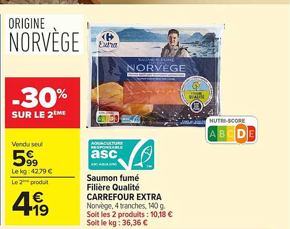 Saumon fumé Filière Qualité CARREFOUR EXTRA