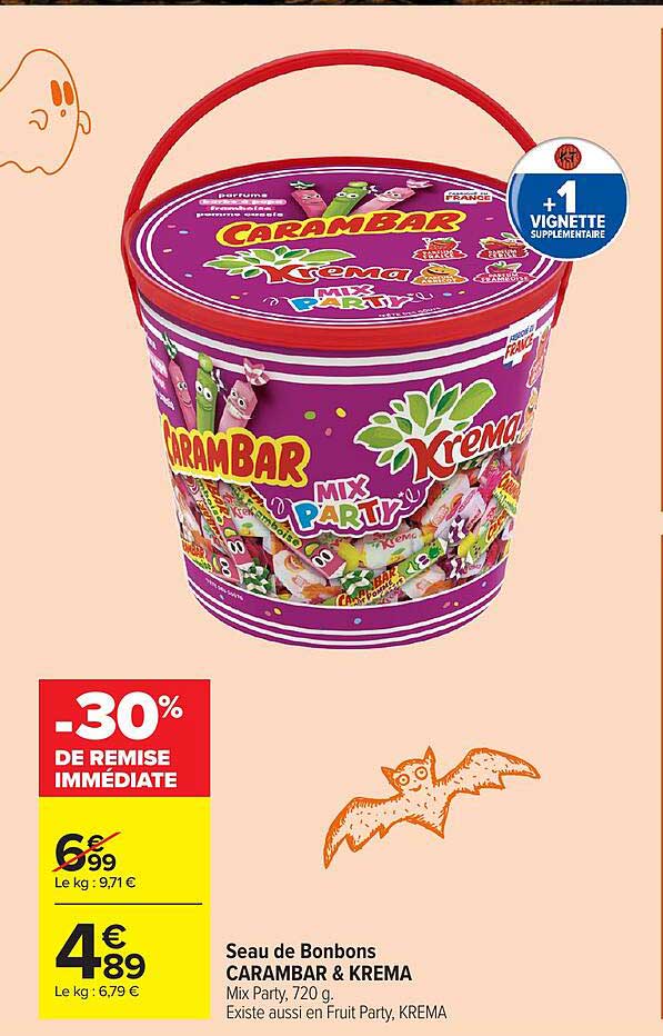 Seau de Bonbons CARAMBAR & KREMA Mix Party, 720 g.