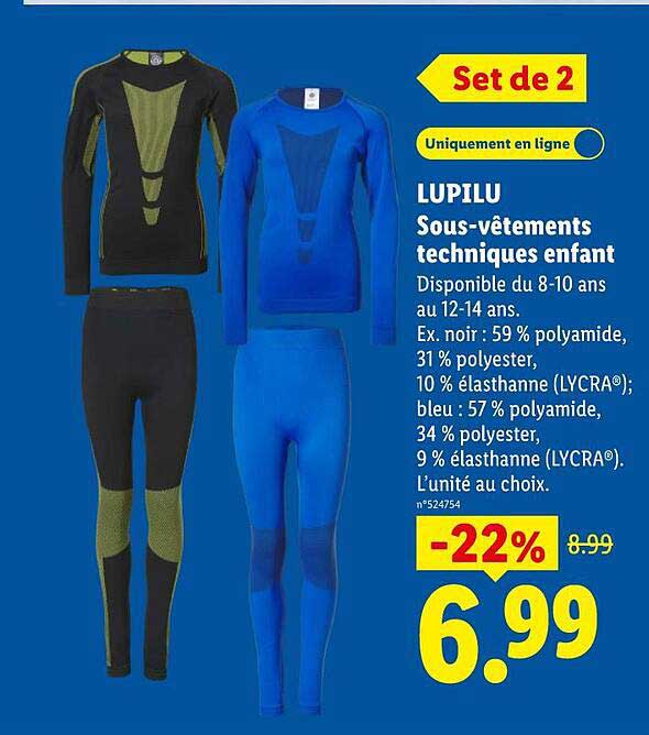 Set de 2 LUPILU Sous-vêtements techniques enfant