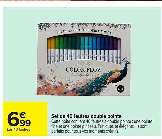 Set de 40 feutres double pointe