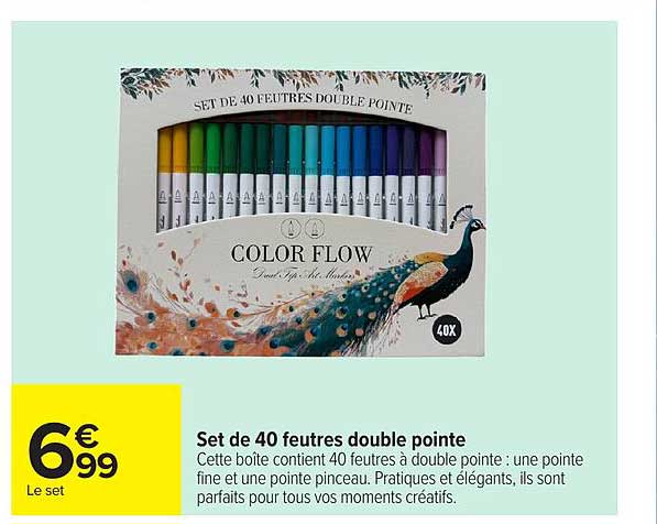 Set de 40 feutres double pointe