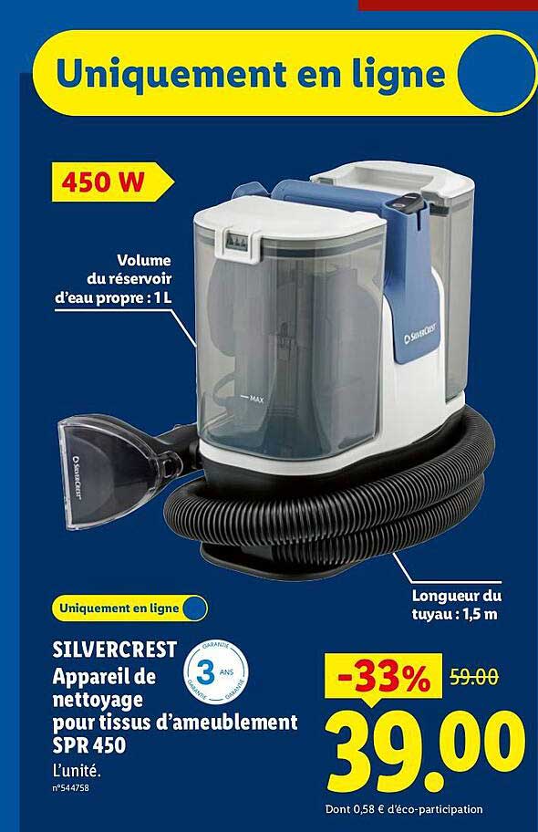 SILVERCREST Appareil de nettoyage pour tissus d'ameublement SPR 450