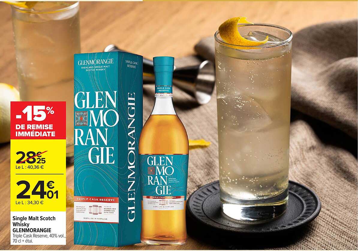 Single Malt Scotch Whisky GLENMORANGIE Triple Cask Reserve, 40% vol., 70 cl + étui.
