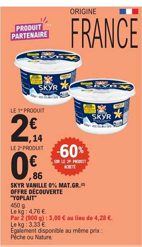 SKYR VANILLE 0% MAT.GR. OFFRE DÉCOUVERTE "YOPLAIT"