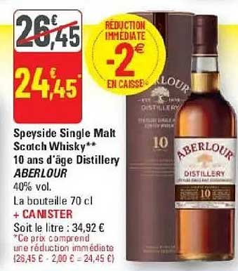 Speyside Single Malt Scotch Whisky* 10 ans d'âge Distillery ABERLOUR
