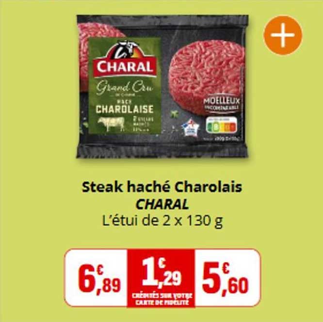 Steak haché Charolais CHARAL L'étui de 2 x 130 g