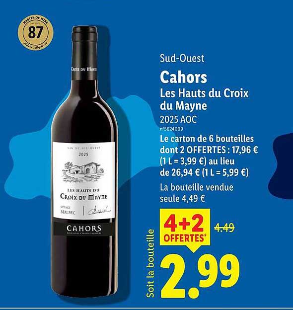 Sud-Ouest Cahors Les Hauts du Croix du Mayne 2025 AOC