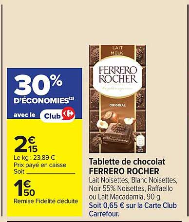 Tablette de chocolat FERRERO ROCHER