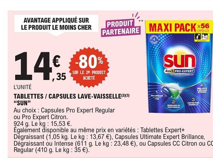 TABLETTES / CAPSULES LAVE-VAISSELLE “SUN”