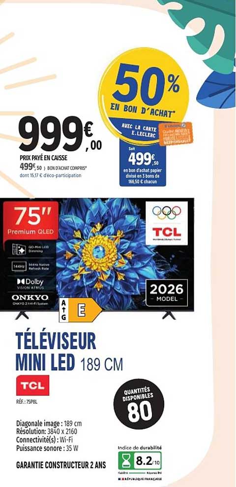 TÉLÉVISEUR MINI LED 189 CM