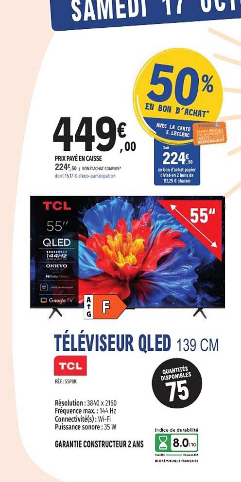 TÉLÉVISEUR QLED 139 CM