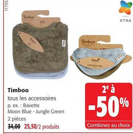 Timboo tous les accessoires p. ex.: Bavette Moon Blue - Jungle Green 2 pièces