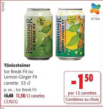 Tönissteiner Ice Break Fit ou Lemon-Ginger Fit canette 33 cl