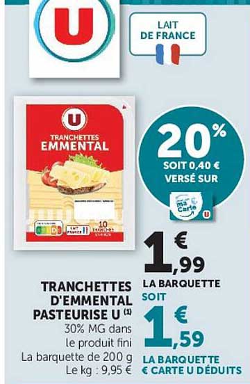 TRANCHETTES D'EMMENTAL PASTEURISE U