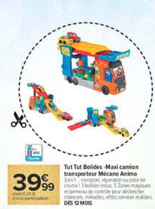 Tut Tut Bolides - Maxi camion transporteur Mécano Animo