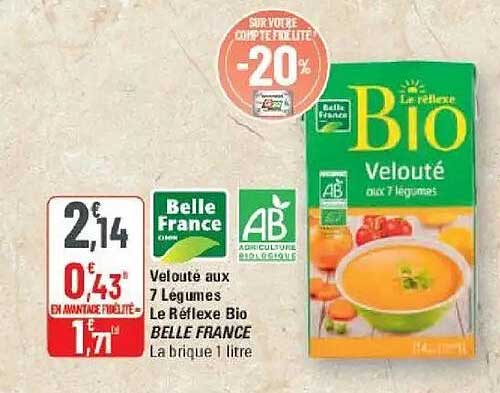 Velouté aux 7 légumes Le Reflexe Bio BELLE FRANCE La brique 1 litre