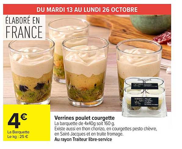Verrines poulet courgette
