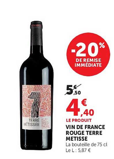 VIN DE FRANCE ROUGE TERRE METISSE