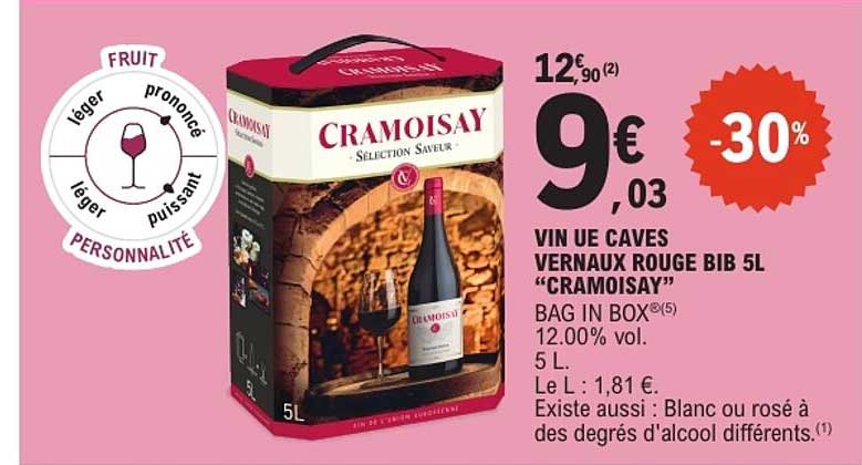 VIN UE CAVES VERNAUX ROUGE BIB 5L “CRAMOISAY” BAG IN BOX