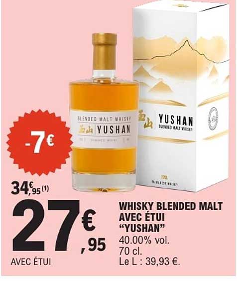 WHISKY BLENDED MALT AVEC ÉTUI “YUSHAN”