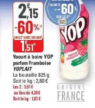Yaourt à boire YOP parfum Framboise YOPLAIT