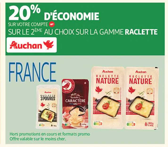 20% d'économie sur votre compte sur le 2ème au choix sur la gamme raclette