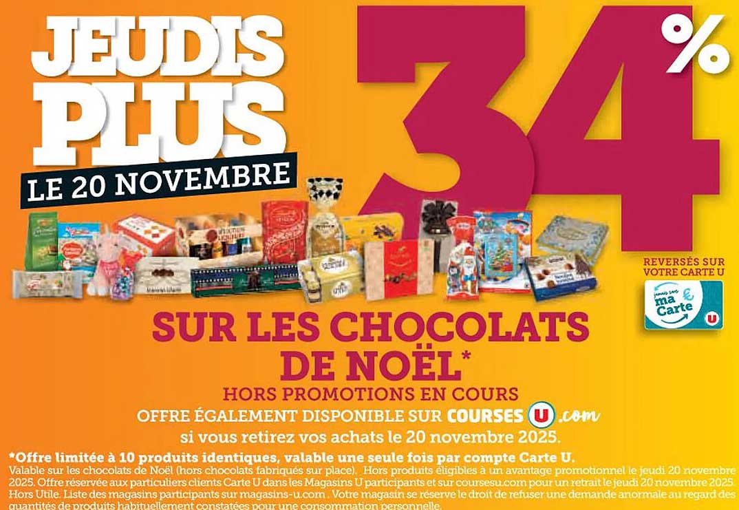 34% SUR LES CHOCOLATS DE NOËL