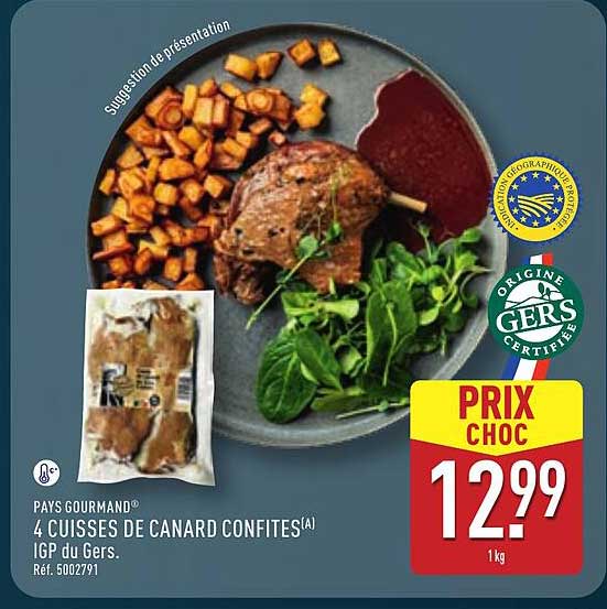 4 CUISSES DE CANARD CONFITES IGP du Gers