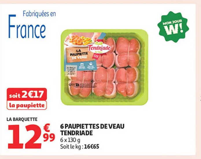 6 PAUPIETTES DE VEAU TENDRIADES