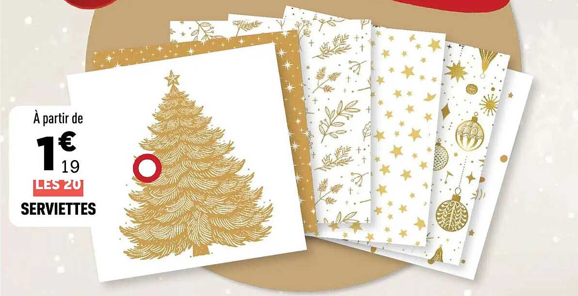 À partir de 1€ 19 les 20 serviettes