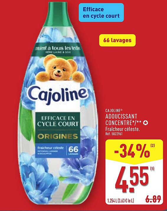 Adoucissant concentré Cajoline - Fraîcheur céleste