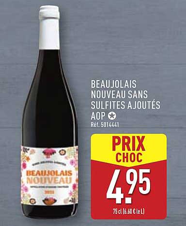 BEAUJOLAIS NOUVEAU SANS SULFITES AJOUTÉS AOP