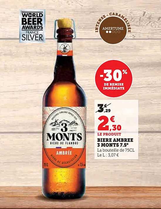 BIÈRE AMBRÉE 3 MONTS 7.5°