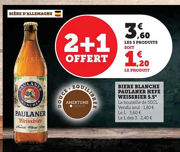 Bière blanche Paulaner Hefe Weissbier 5.5°