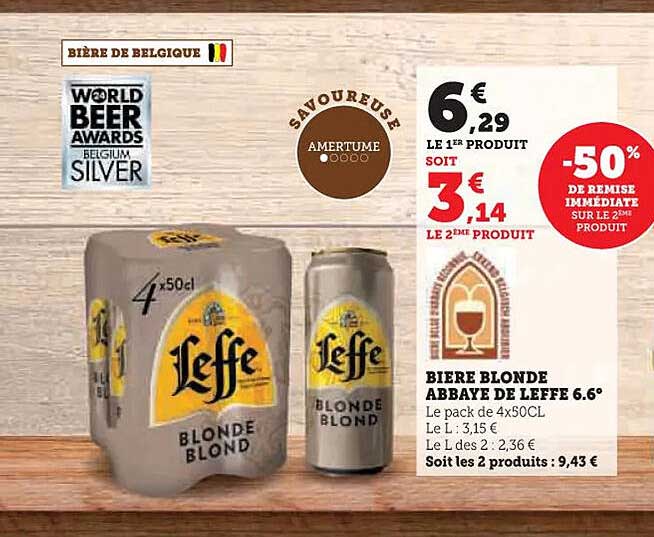 BIERE BLONDE ABBAYE DE LEFFE 6.6°