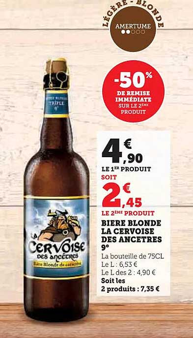 BIÈRE BLONDE LA CERVOISE DES ANCIETRES 9°