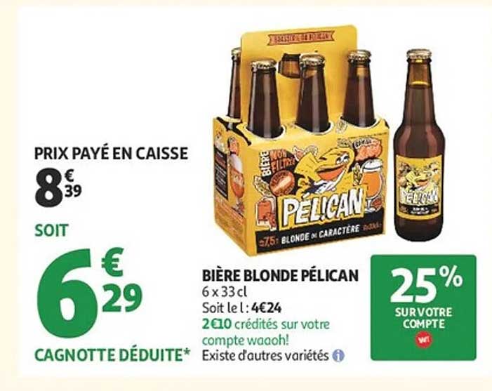 BIÈRE BLONDE PÉLICAN 6 x 33 cl