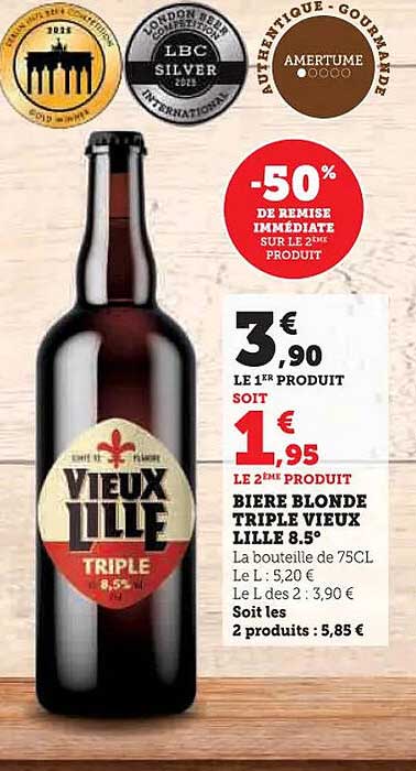 Bière Blonde Triple Vieux Lille 8.5°