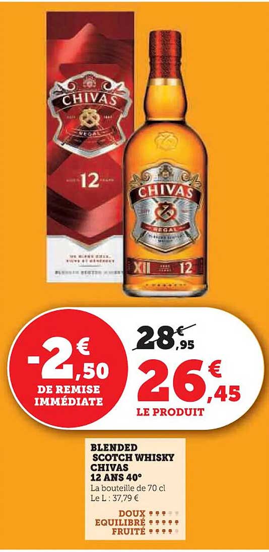 BLENDED SCOTCH WHISKY CHIVAS 12 ANS 40°