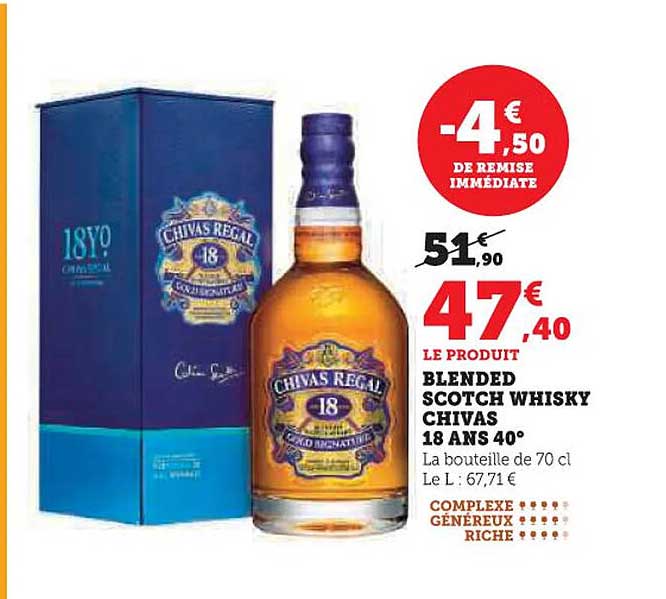 BLENDED SCOTCH WHISKY CHIVAS 18 ANS 40°