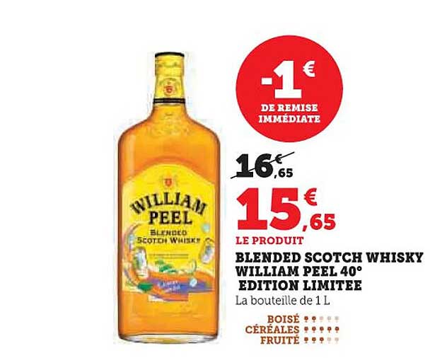 BLENDED SCOTCH WHISKY WILLIAM PEEL 40° EDITION LIMITEE