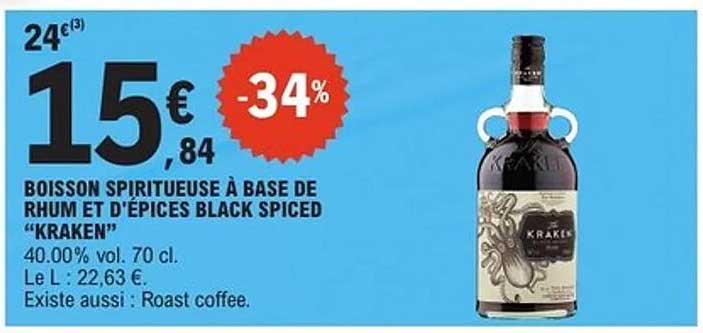 BOISSON SPIRITUOUSE À BASE DE RHUM ET D'ÉPICES BLACK SPICED "KRAKEN"