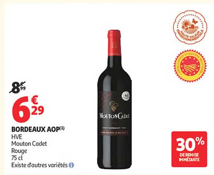 BORDEAUX AOP HVE Mouton Cadet Rouge 75 cl