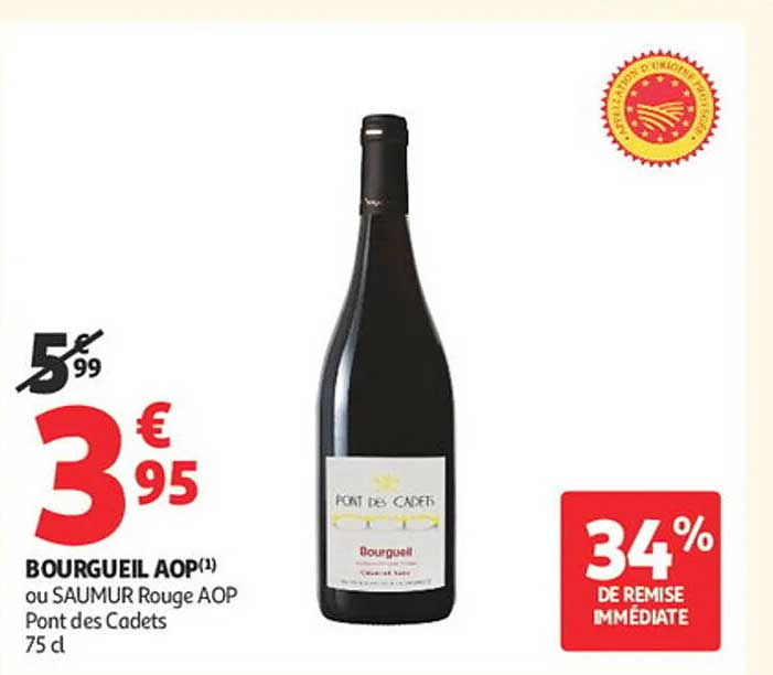 BOURGUEIL AOP ou SAUMUR Rouge AOP Pont des Cadets 75 cl